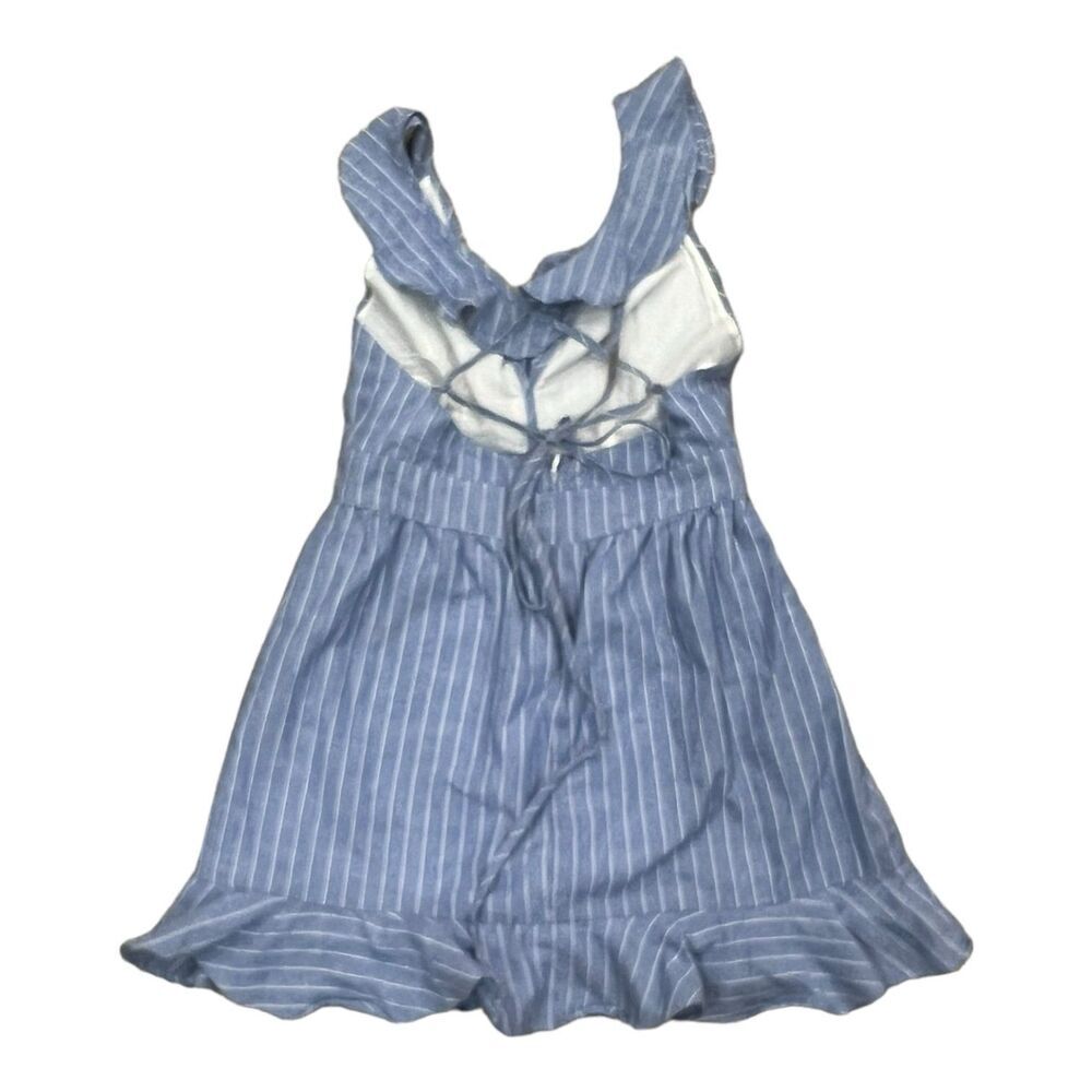 Superdown Revolve Blue Livia Striped Ruffle Open Back Mini Dress S - Picture 3 of 6